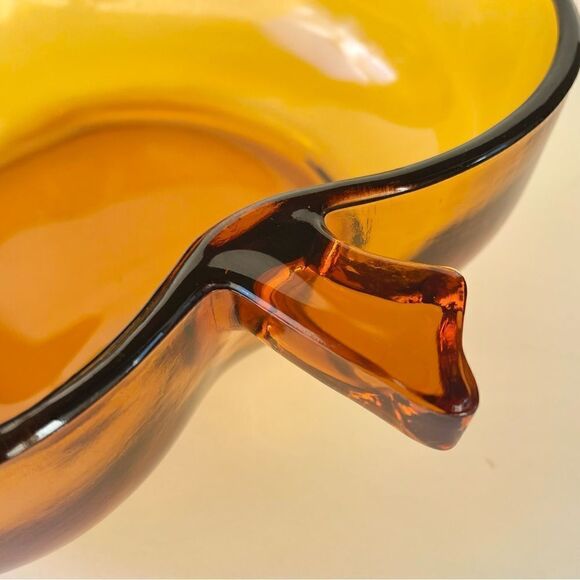 Vintage Orchard Amber by Hazel Atlas Large Apple Shaped Glass Bowl - Picture 9 of 12